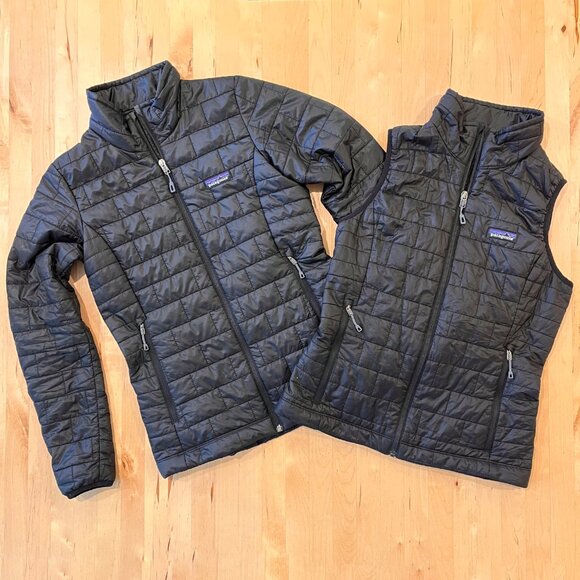 Patagonia Nano Puff Insulated Jacket + Vest XS Black Ultimate Layering Bundle!